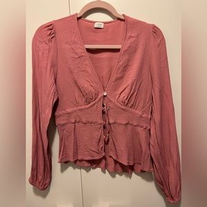 Aritzia pink button up blouse. Wilfred. Size medium